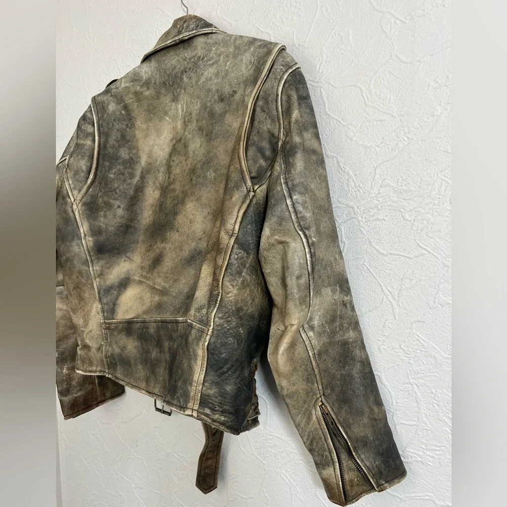 Vintage Putnam Leather Gold PLG Genuine Brown Lined Leather Jacket Men's Size L - Picture 8 of 10